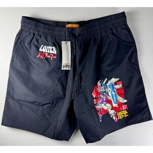 Loiter Eternal Shorts 2XL NWT Black Anime Graphic Y2K Mecha Streetwear Hip Hop